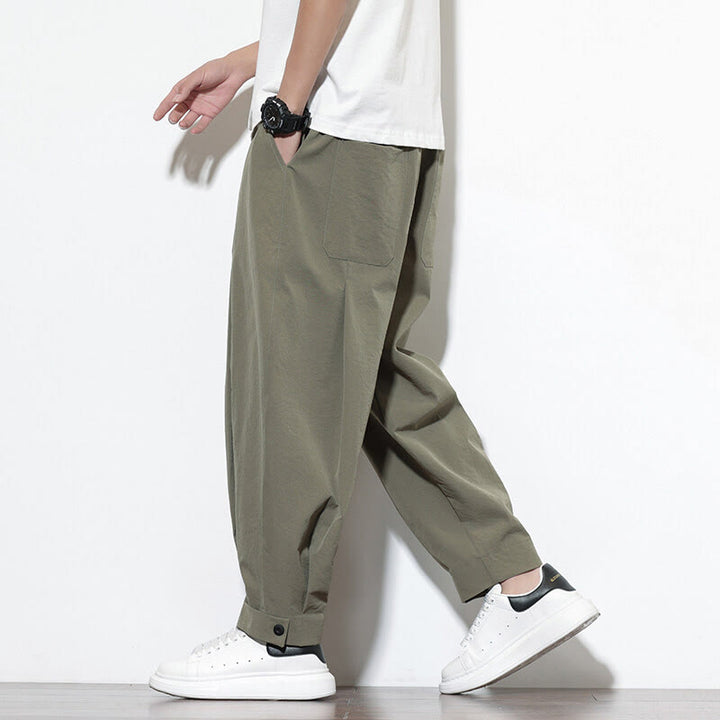 Buddha Stonesカジュアル 無地 ドローストリング メンズ ハーレムパンツ ポケット付き - オリーブドラブ - US/UK/AU46、 EU56 (5XL) - image 0