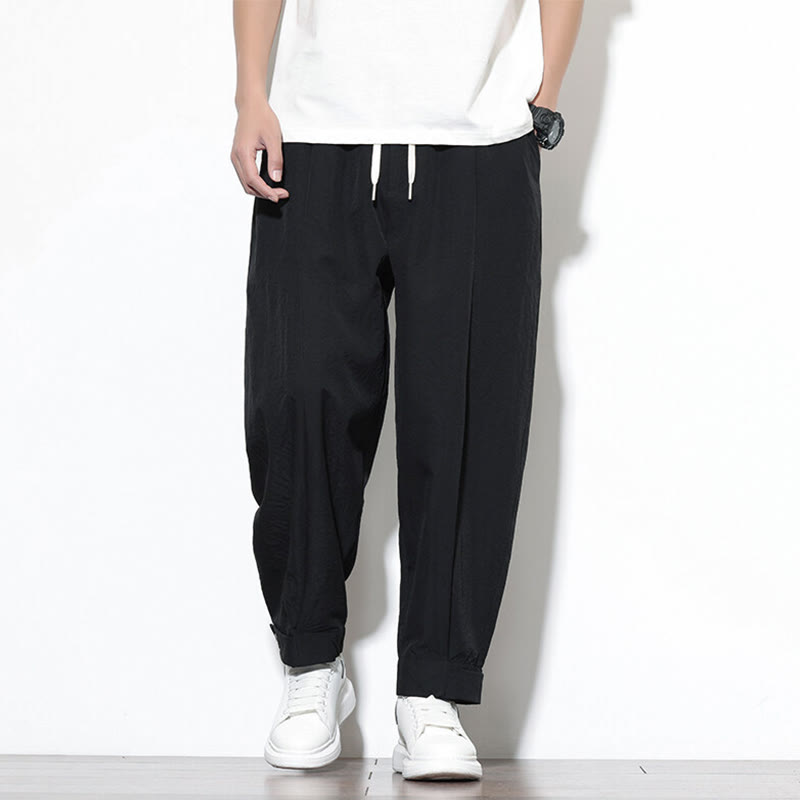 Buddha Stonesカジュアル 無地 ドローストリング メンズ ハーレムパンツ ポケット付き - 黒 - US/UK/AU46、 EU56 (5XL) - image 9