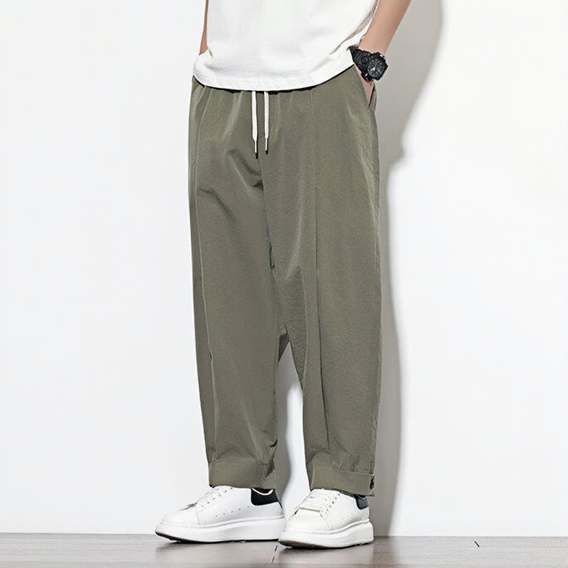Buddha Stonesカジュアル 無地 ドローストリング メンズ ハーレムパンツ ポケット付き - image 3