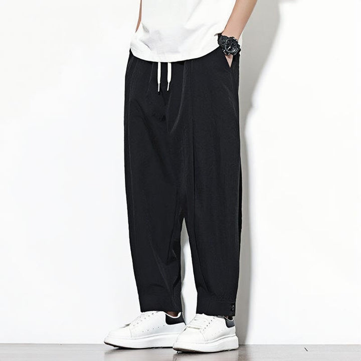 Buddha Stonesカジュアル 無地 ドローストリング メンズ ハーレムパンツ ポケット付き - image 10