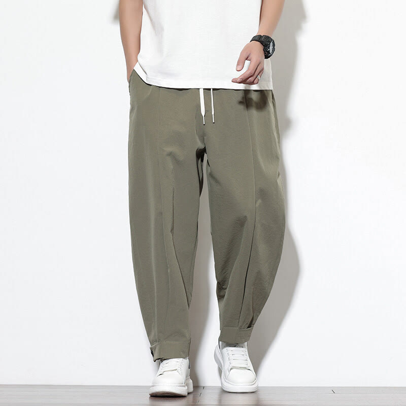 Buddha Stonesカジュアル 無地 ドローストリング メンズ ハーレムパンツ ポケット付き - image 4