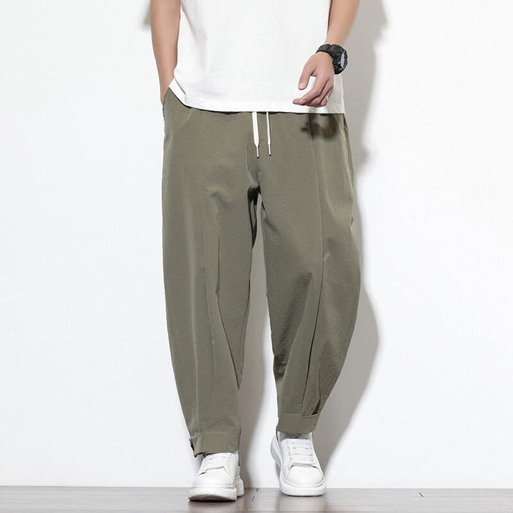 Buddha Stonesカジュアル 無地 ドローストリング メンズ ハーレムパンツ ポケット付き - image 4