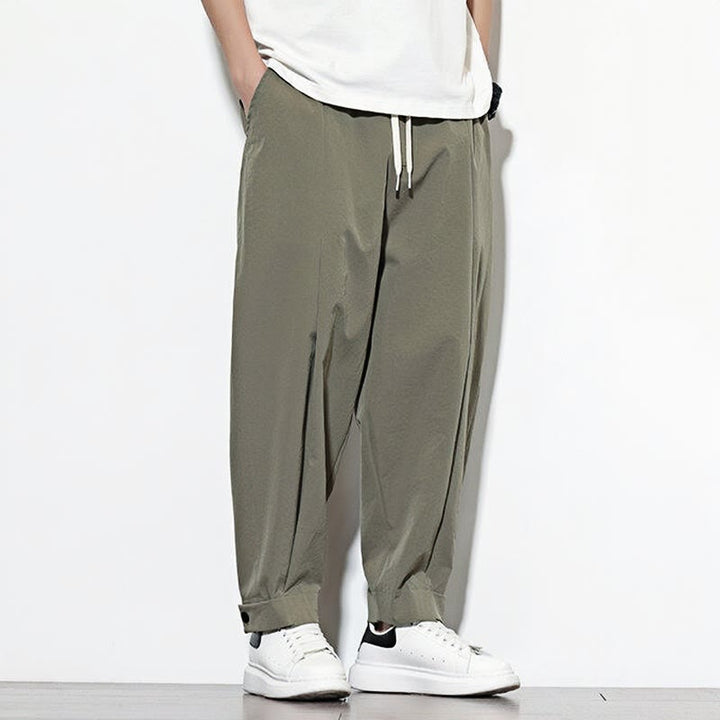 Buddha Stonesカジュアル 無地 ドローストリング メンズ ハーレムパンツ ポケット付き - image 5