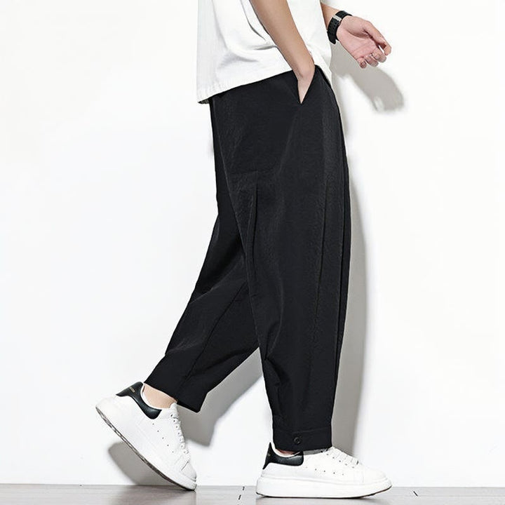 Buddha Stonesカジュアル 無地 ドローストリング メンズ ハーレムパンツ ポケット付き - image 16