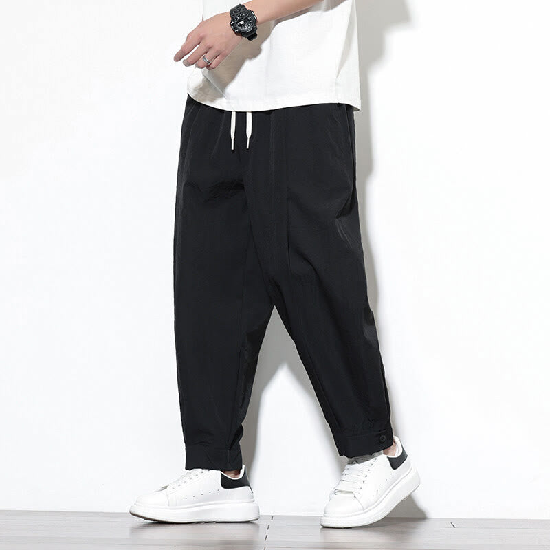 Buddha Stonesカジュアル 無地 ドローストリング メンズ ハーレムパンツ ポケット付き - image 13