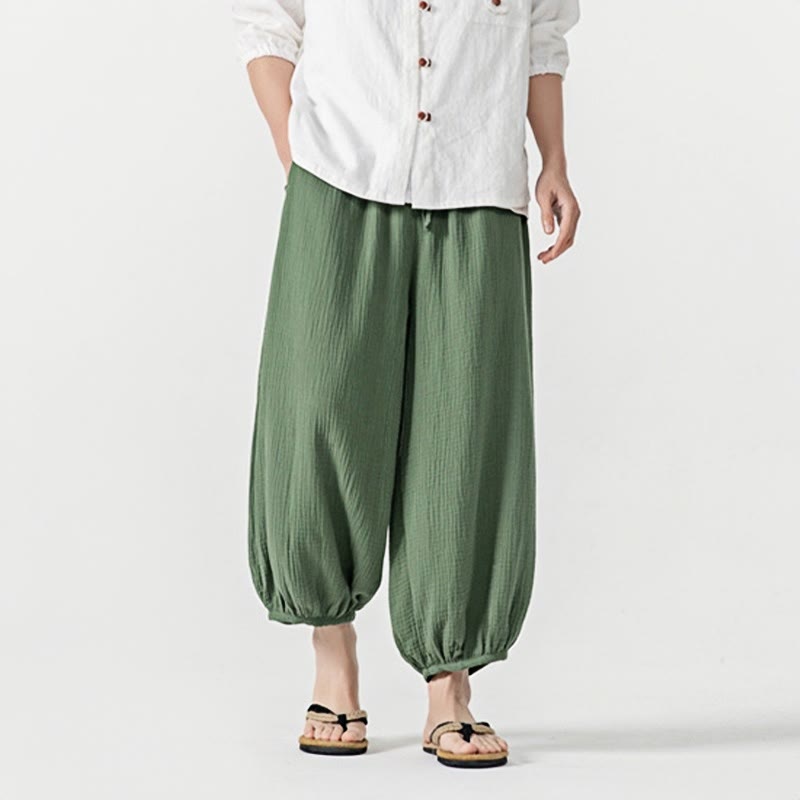 Buddha Stonesソフト無地ドローストリングコットンメンズパンツ ポケット付き - image 35