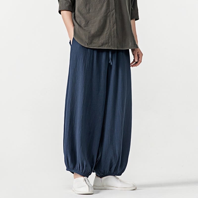 Buddha Stonesソフト無地ドローストリングコットンメンズパンツ ポケット付き - image 28