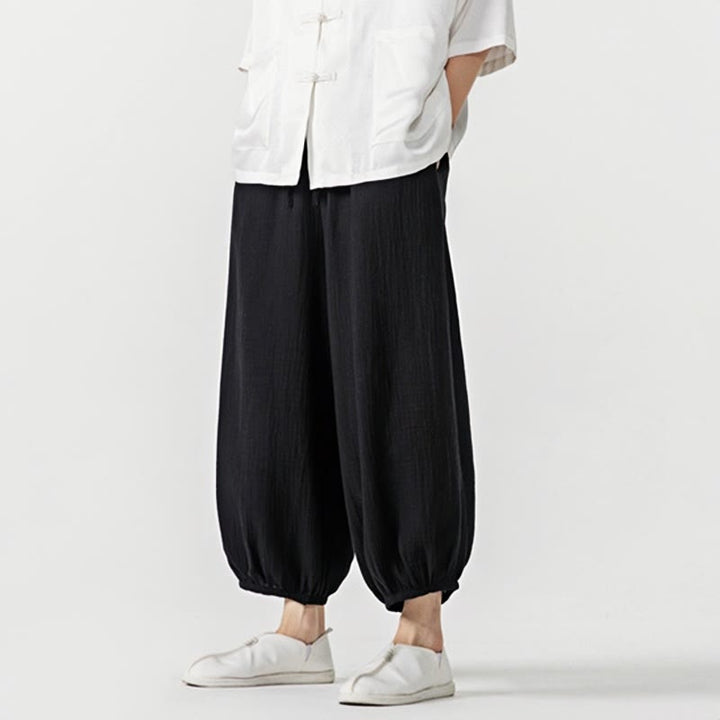 Buddha Stonesソフト無地ドローストリングコットンメンズパンツ ポケット付き - image 19