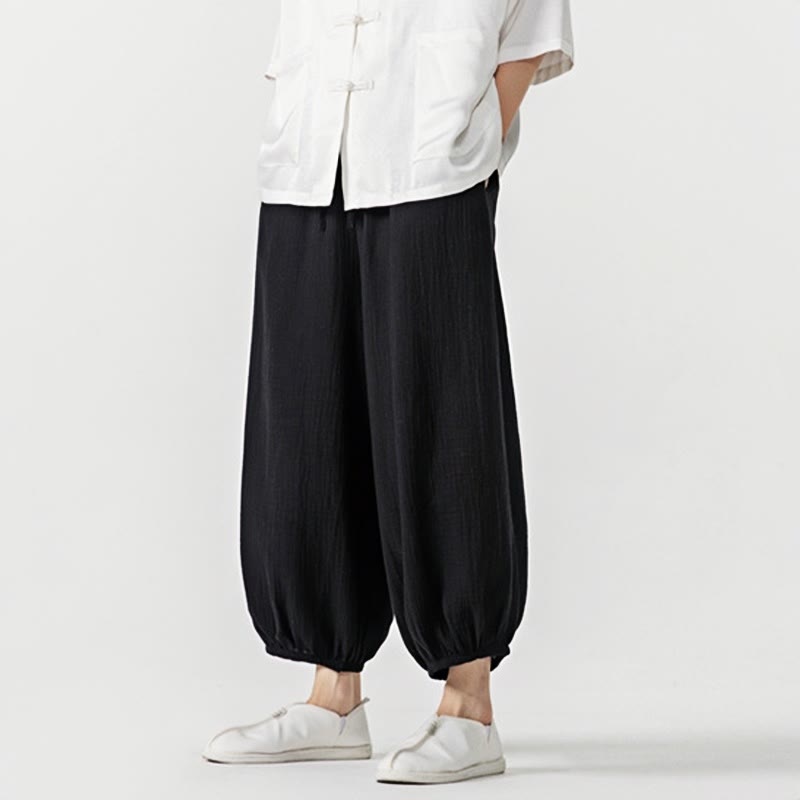 Buddha Stonesソフト無地ドローストリングコットンメンズパンツ ポケット付き - image 19
