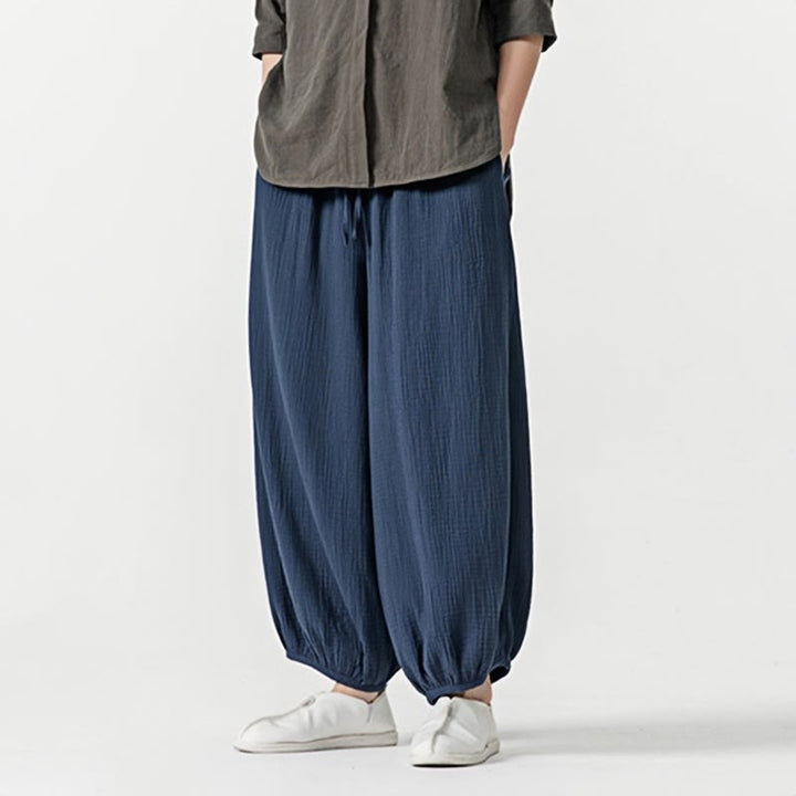 Buddha Stonesソフト無地ドローストリングコットンメンズパンツ ポケット付き - image 26