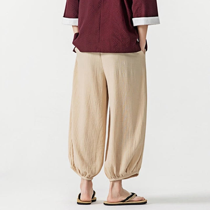 Buddha Stonesソフト無地ドローストリングコットンメンズパンツ ポケット付き - image 2
