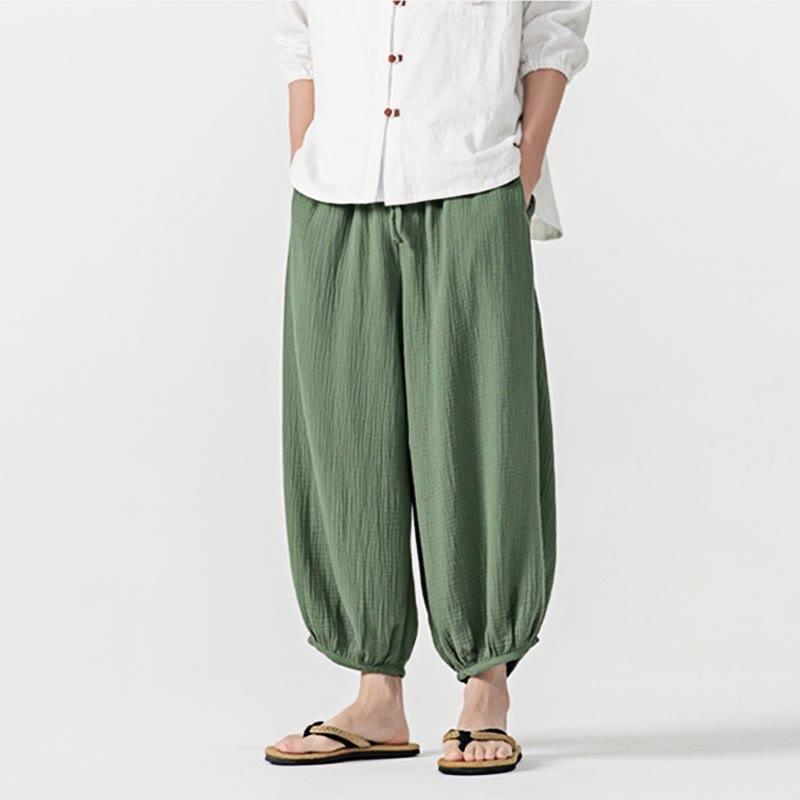 Buddha Stonesソフト無地ドローストリングコットンメンズパンツ ポケット付き - image 34