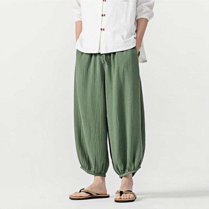 Buddha Stonesソフト無地ドローストリングコットンメンズパンツ ポケット付き - image 34