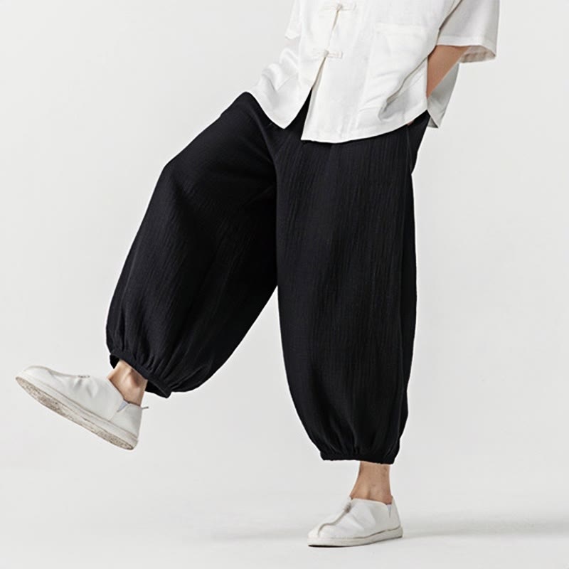 Buddha Stonesソフト無地ドローストリングコットンメンズパンツ ポケット付き - image 21