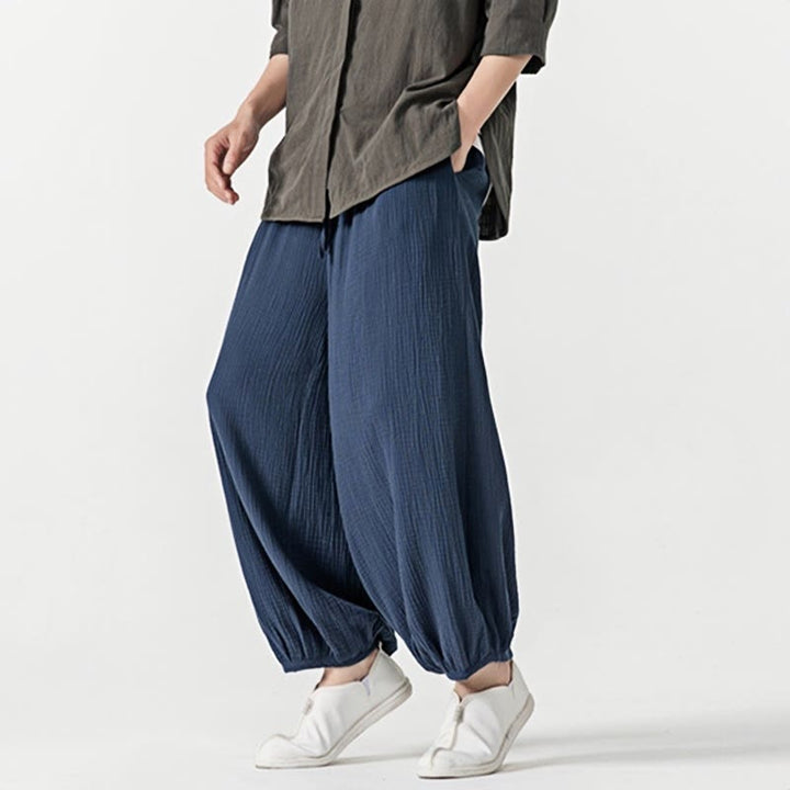 Buddha Stonesソフト無地ドローストリングコットンメンズパンツ ポケット付き - image 24