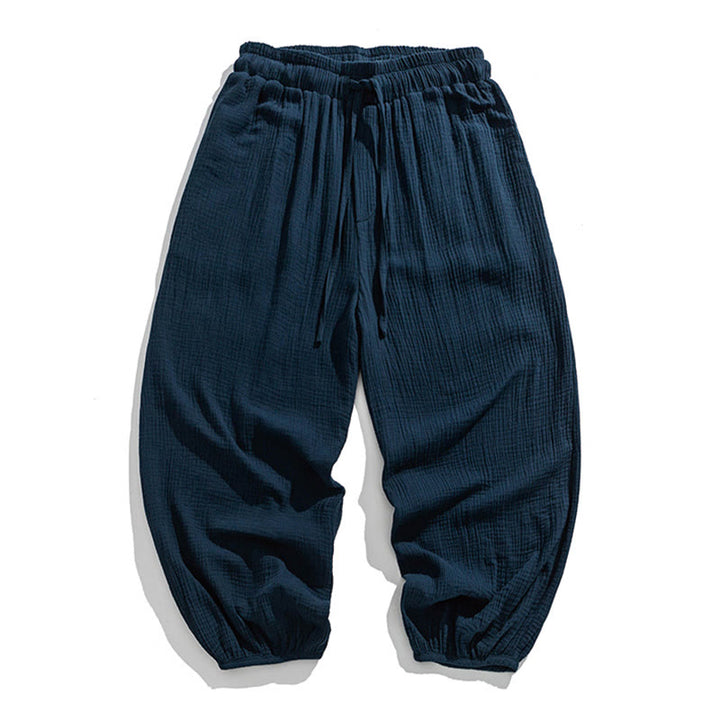 Buddha Stonesソフト無地ドローストリングコットンメンズパンツ ポケット付き - 海軍 - US/UK/AU46、 EU56 (5XL) - image 23