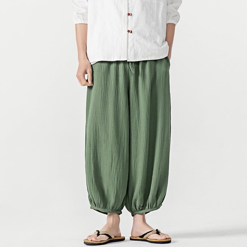 Buddha Stonesソフト無地ドローストリングコットンメンズパンツ ポケット付き - image 38