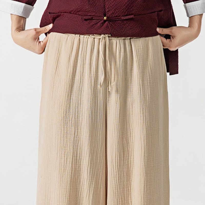 Buddha Stonesソフト無地ドローストリングコットンメンズパンツ ポケット付き - image 9