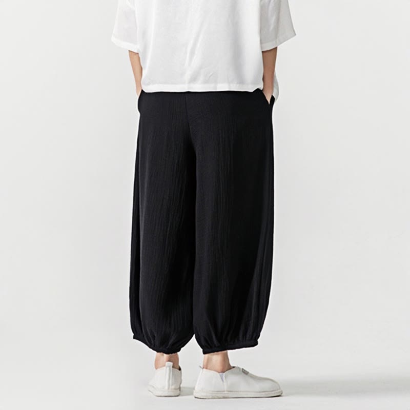 Buddha Stonesソフト無地ドローストリングコットンメンズパンツ ポケット付き - image 15