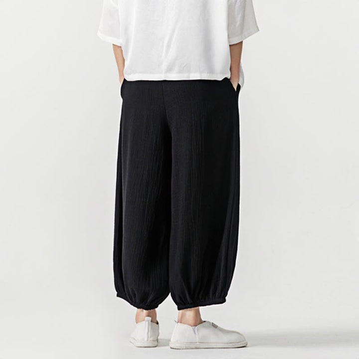 Buddha Stonesソフト無地ドローストリングコットンメンズパンツ ポケット付き - image 15