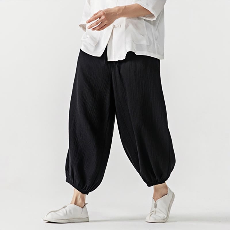Buddha Stonesソフト無地ドローストリングコットンメンズパンツ ポケット付き - image 17