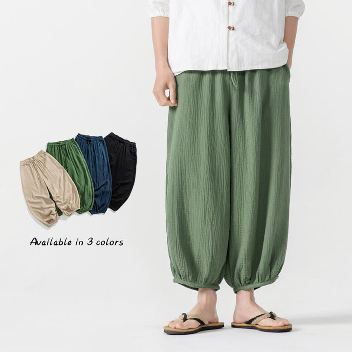 Buddha Stonesソフト無地ドローストリングコットンメンズパンツ ポケット付き - image 41