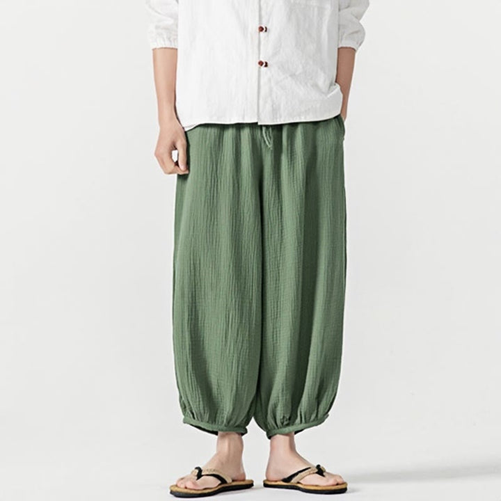 Buddha Stonesソフト無地ドローストリングコットンメンズパンツ ポケット付き - image 38