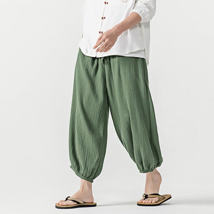 Buddha Stonesソフト無地ドローストリングコットンメンズパンツ ポケット付き - image 37