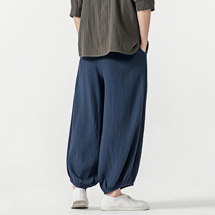 Buddha Stonesソフト無地ドローストリングコットンメンズパンツ ポケット付き - image 25