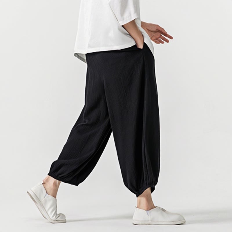 Buddha Stonesソフト無地ドローストリングコットンメンズパンツ ポケット付き - image 16