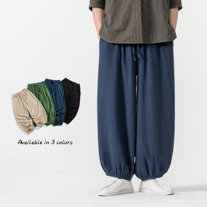 Buddha Stonesソフト無地ドローストリングコットンメンズパンツ ポケット付き - image 30