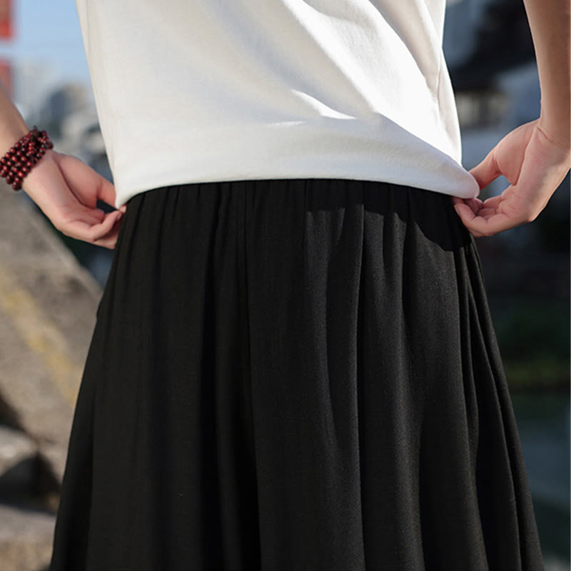 Buddha Stonesシンプル パッチワークデザイン ドローストリング ソフトコットン メンズ ワイドレッグパンツ ポケット付き - image 24