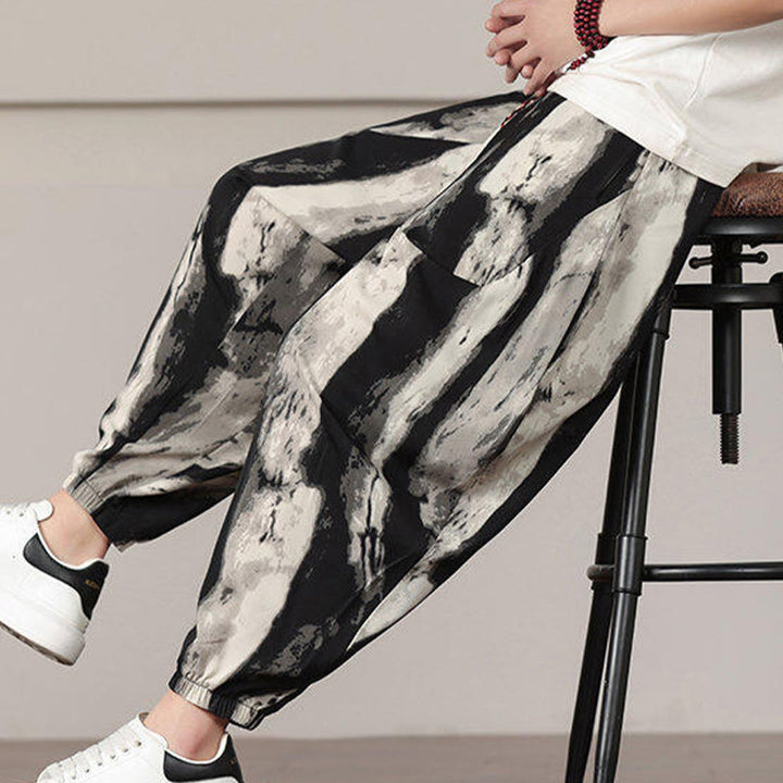 Buddha Stonesストライプ柄ドローストリングメンズハーレムパンツ（ポケット付き） - image 8