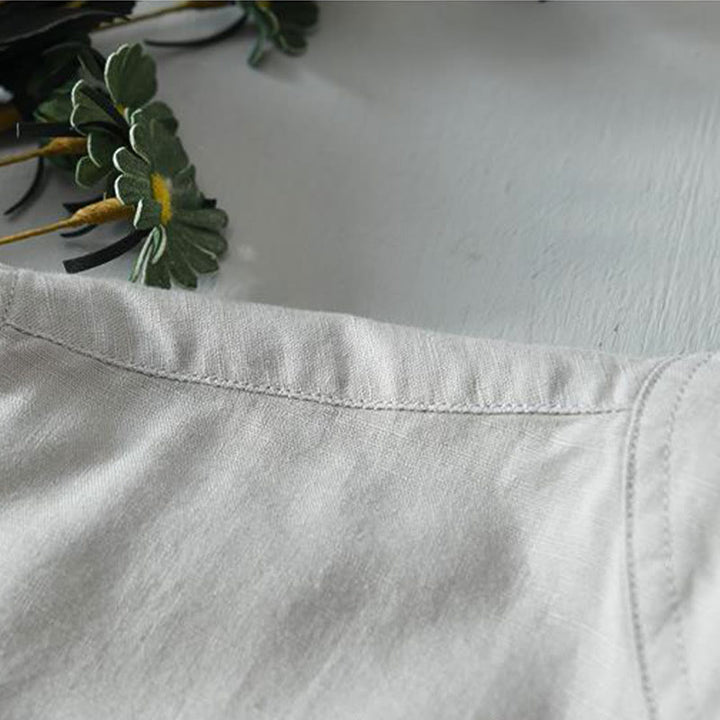 Buddha Stonesシンプルスタイル 半袖 ボタン コットンリネン メンズシャツ - image 16