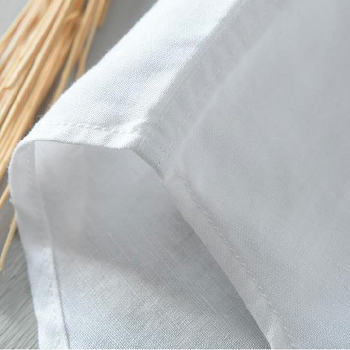 Buddha Stonesシンプルスタイル 半袖 ボタン コットンリネン メンズシャツ - image 9