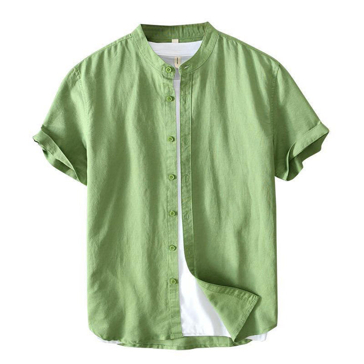 Buddha Stonesシンプルスタイル 半袖 ボタン コットンリネン メンズシャツ - image 2