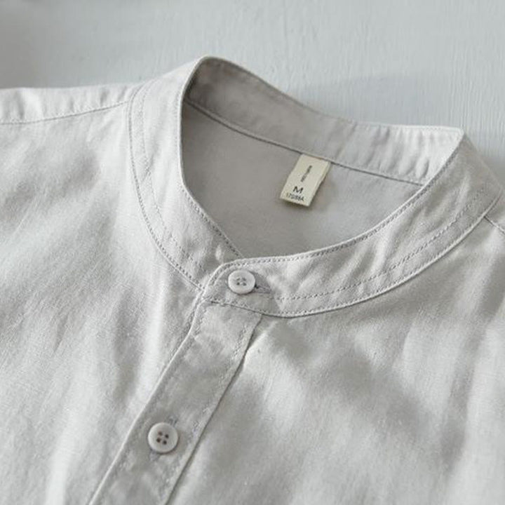 Buddha Stonesシンプルスタイル 半袖 ボタン コットンリネン メンズシャツ - image 14