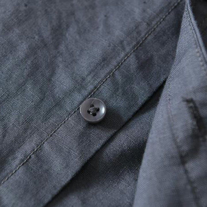 Buddha Stonesシンプルスタイル 半袖 ボタン コットンリネン メンズシャツ - image 18