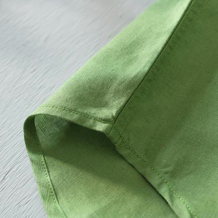 Buddha Stonesシンプルスタイル 半袖 ボタン コットンリネン メンズシャツ - image 5