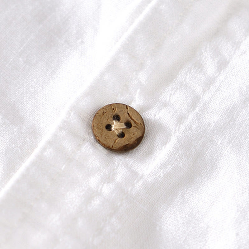 Buddha Stones夏 スタンドカラー 半袖 コットンリネン ハーフボタン メンズシャツ - image 10