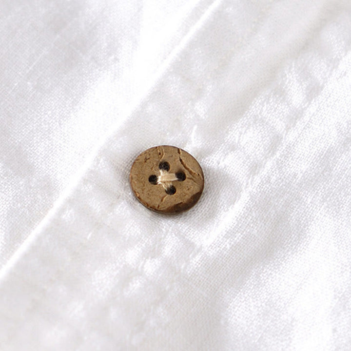 Buddha Stones夏 スタンドカラー 半袖 コットンリネン ハーフボタン メンズシャツ - image 10