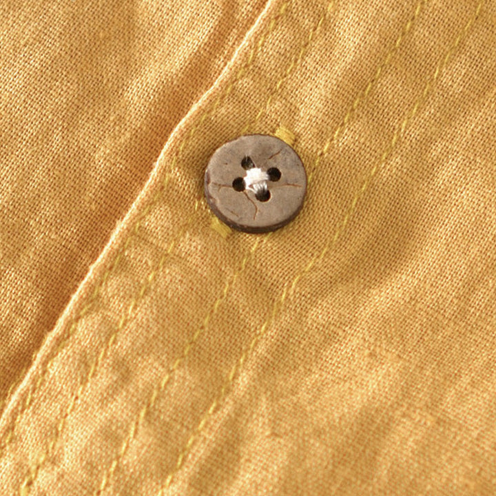 Buddha Stones夏 スタンドカラー 半袖 コットンリネン ハーフボタン メンズシャツ - image 16