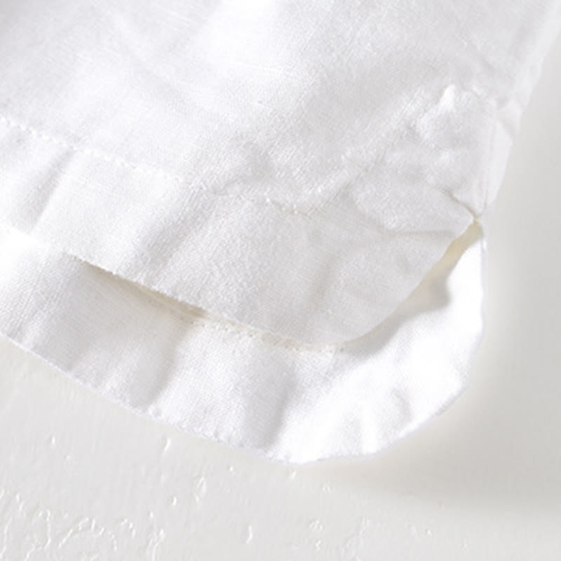 Buddha Stones夏 スタンドカラー 半袖 コットンリネン ハーフボタン メンズシャツ - image 12