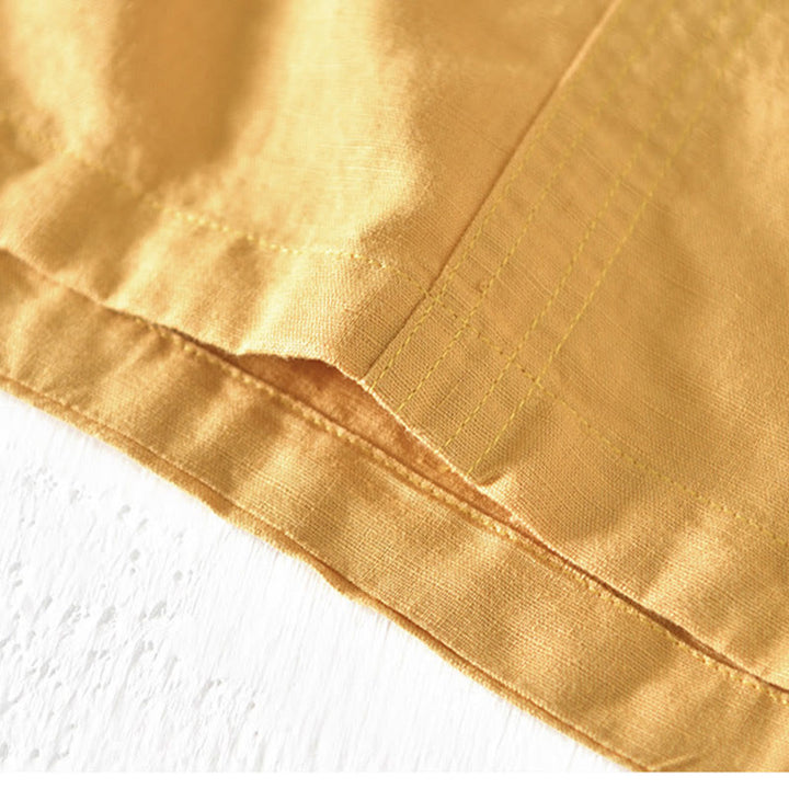 Buddha Stones夏 スタンドカラー 半袖 コットンリネン ハーフボタン メンズシャツ - image 18