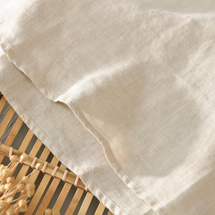 Buddha Stonesデイリー 無地 スタンドカラー 半袖 リネン ハーフボタン メンズシャツ - image 4