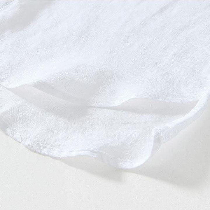 Buddha Stonesデイリーフロッグボタンスタンドカラー半袖リネンメンズシャツ - image 11