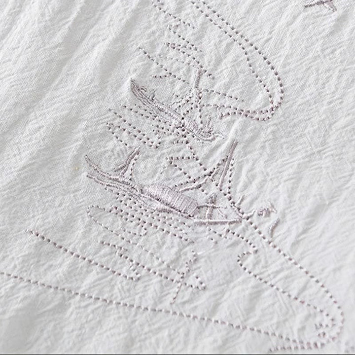 Buddha Stonesカエルボタン マンダリンカラー 刺繍 コットンリネン 半袖 メンズシャツ - image 14