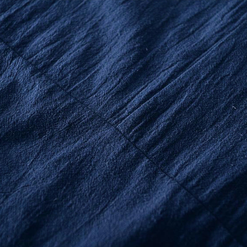 Buddha Stonesカエルボタン マンダリンカラー 刺繍 コットンリネン 半袖 メンズシャツ - image 8