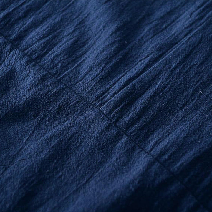 Buddha Stonesカエルボタン マンダリンカラー 刺繍 コットンリネン 半袖 メンズシャツ - image 8