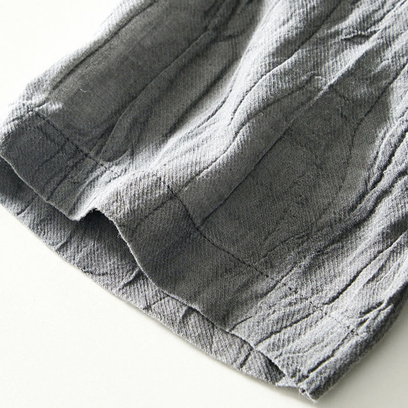 Buddha Stonesカジュアル 無地 ラペル ラミー リネン ハーフボタン メンズ シャツ - image 11